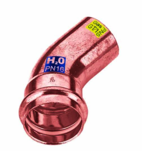 Kolano miedź 45° 22 WZ CO/GAZ      