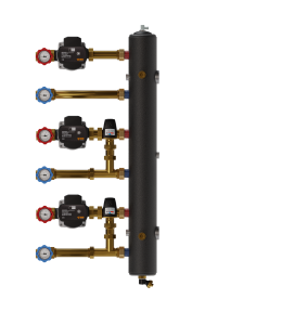 Sprzęgło hydrauliczne 3 obiegi 2 termostatyczne OT + 1 obieg  bezpośrednie BO. 2 x OT + 1 x BO.  Z pompami i uchwytem  